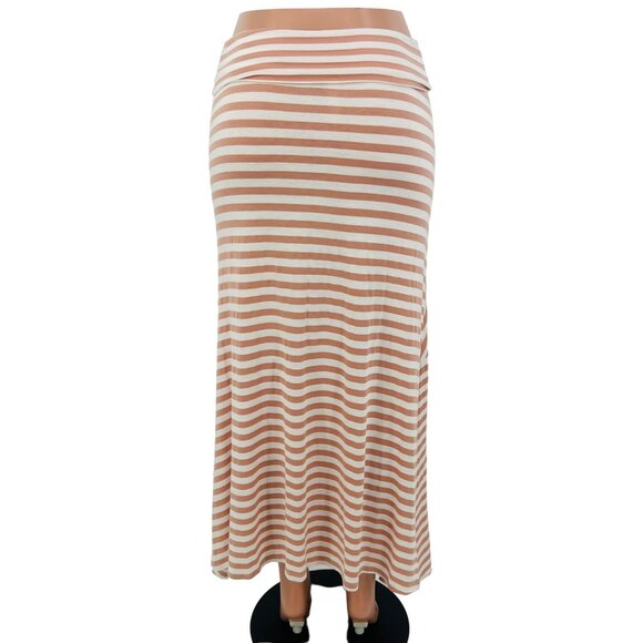 Boutique Asymmetrically Striped Fold Over Waist Maxi Skirt - Picture 5 of 8